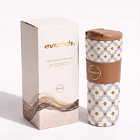 Tasses réutilisables à double paroi Everich Design 12oz 18oz en acier inoxydable, isothermes et anti-fuite, avec couvercle rabattable