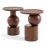 Table basse d'appoint en bois simple et moderne base en forme de cône à dessus rond table d'appoint de lit au design unique pour la maison petite table d'appoint