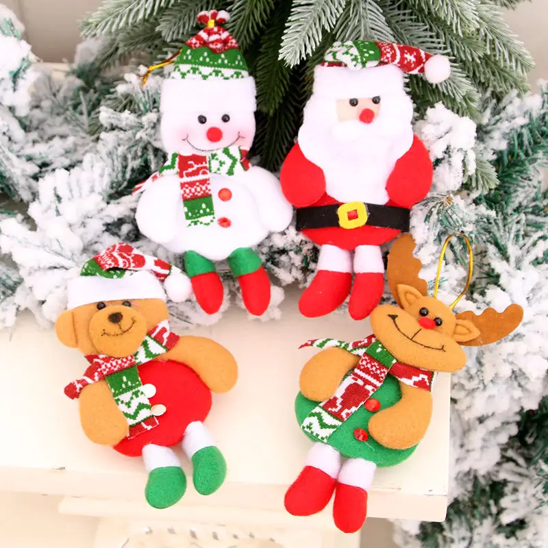 Wholesale Personalized Hanging Velvet Luxury Tree Outdoor Decorated Snowman Deer Christmas Gift Decoration