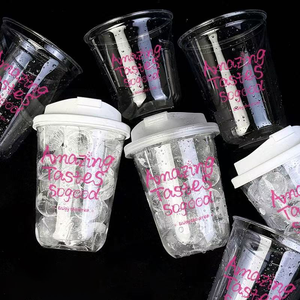 Bicchieri Monouso Trasparenti Personalizzati in PET Tipo <span class=keywords><strong>E</strong></span> per Caffè, Bevande, Tè <span class=keywords><strong>e</strong></span> Drink Freddi 90-500U Marca Fangcan - Product Image 3