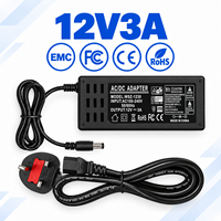 Adaptateur de bureau 12V 3A AC 100-240V avec prise UK, certifié CE FC RoHS 50/60Hz 36W, pour routeur et moniteur - Vente directe usine