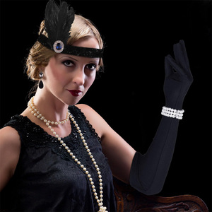 Conjunto <span class=keywords><strong>de</strong></span> <span class=keywords><strong>Accesorios</strong></span> Estilo Flapper <span class=keywords><strong>de</strong></span> los Años 20, Estilo Gran Gatsby, con Diadema, Guantes Negros, Collar y Pendientes - Product Image 3