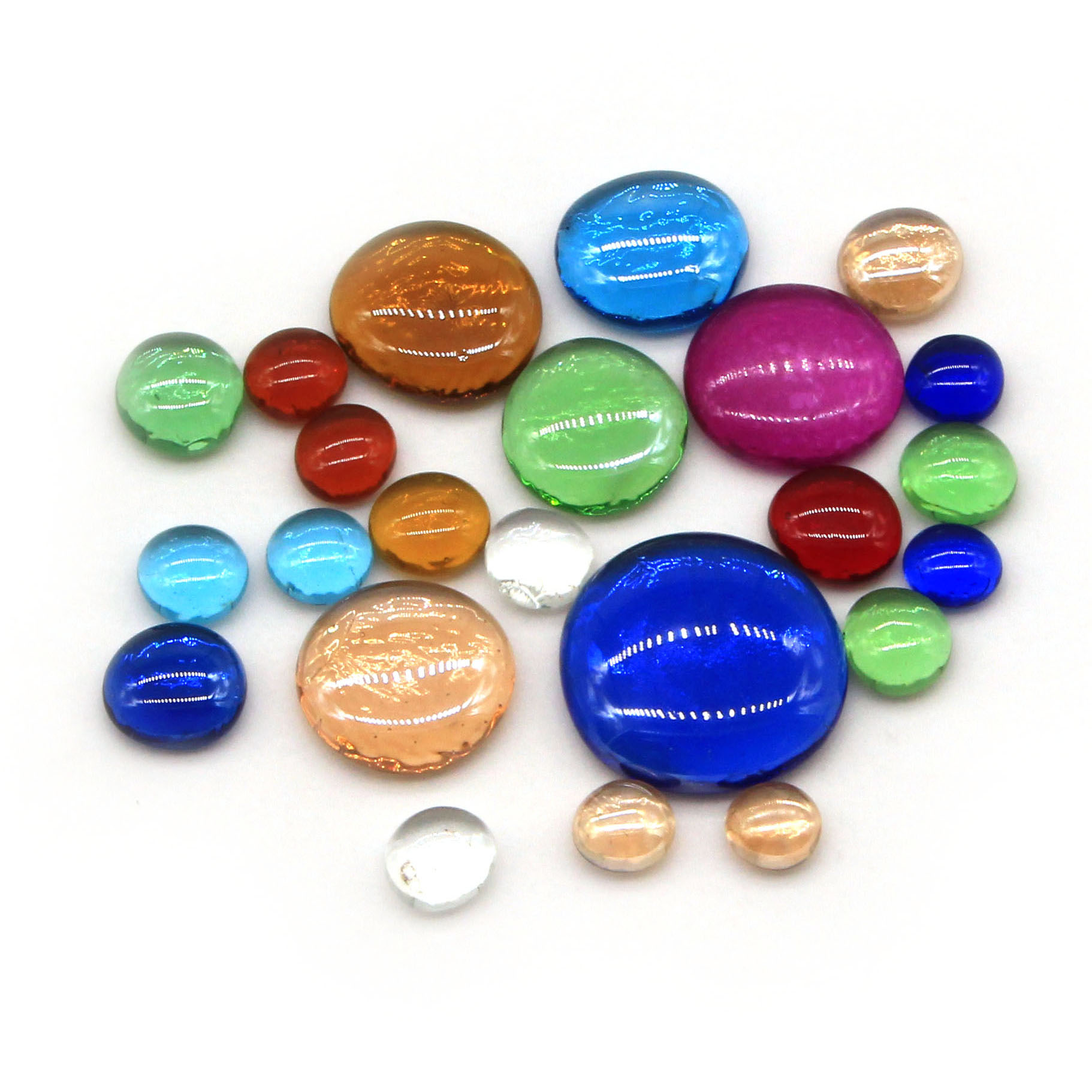 Красочные плоские шарики, стеклянные шарики для огня и украшения сада