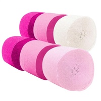 PartyWoo Guirlandes en papier crépon rose et rouge, 6 rouleaux, 492 pieds, pour baby shower, Saint-Valentin, enterrement de vie de jeune fille, anniversaires (1,8 m)