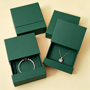 Boîte d'emballage de bijoux de luxe personnalisable avec logo, tiroir coulissant en papier pour collier, pendentif, bracelet et bague - Product Image 5