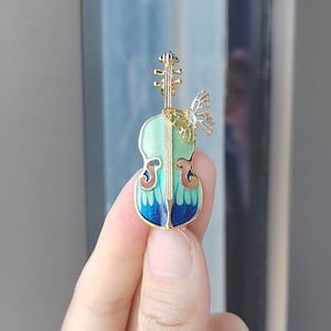 Broche de violín ZX de diseño distintivo, elegante y versátil, con acabado brillante, superventas, para decoración de sombreros y bufandas, unisex, de estilo único - Product Image 6