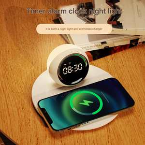 Ornements <span class=keywords><strong>d</strong></span>écoratifs pour la maison <span class=keywords><strong>Station</strong></span> de recharge sans fil 3 en 1 Horloge numérique de bureau Chargeur sans fil Réveil avec veilleuse - Product Image 4