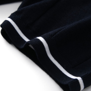 Maglietta 100% da <span class=keywords><strong>uomo</strong></span> con collo a Polo in <span class=keywords><strong>lana</strong></span> Merino Fine maglia mezza Zip a coste a contrasto <span class=keywords><strong>di</strong></span> colore a maniche corte - Product Image 5