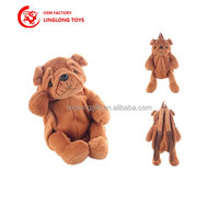 Sac à dos personnalisé de haute qualité en forme d'animal en peluche marron Cartable pour enfants de grande capacité pour chiot de dessin animé Sac de rangement souple pour animaux 3D