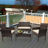 Ensemble de meubles en rotin imperméable quatre pièces de haute qualité Design moderne loisirs de plein air patio canapé en osier avec coussins doux