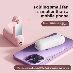 Atacado 5 1 Pocket Mini Ventilador Recarregável Elétrico Standing Backup Power Bank <span class=keywords><strong>Desk</strong></span> <span class=keywords><strong>Fan</strong></span> Handheld Dobrável para Uso Doméstico - Product Image 2