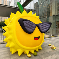 Modèle géant gonflable personnalisé de durian, lunettes de soleil, ballon de dessin animé en forme de fruit, en tissu Oxford résistant à l'eau pour fêtes estivales en extérieur