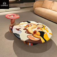 Ensemble de table basse moderne en résine, table à thé ronde en résine époxy avec table d'appoint assortie pour salon, villa, décoration de la maison, meubles