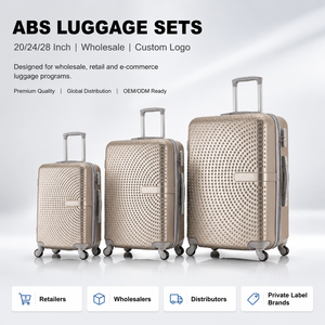 Retail Ready ABS <strong>Luggage</strong> Sets Champagne 3 Piece Hard Shell Carry on Trolley Suitcase <strong>Custom</strong> Logo Supplier for Wholesale Buyers - Product Image 1