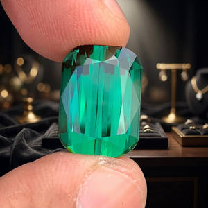 Turmalina natural azul verdosa de corte excelente de 16.78 CT, forma cojín, proveniente de Afganistán, 16.3x11.8x9.5mm - Product Image 2