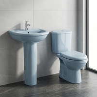 2022 nouveauté articles sanitaires en céramique rose Wc ensemble de toilette avec lavabo sur pied pour l'exportation du Ghana