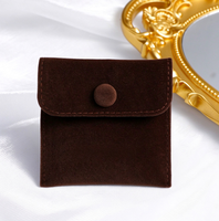 Sacs à bijoux personnalisés avec logo, pochette carrée en feutre double face avec rabat en peluche et fermeture à bouton-pression, 8*8cm, 10*10cm