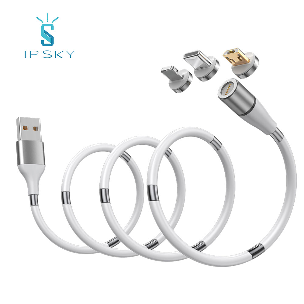 IPSKY 3A Быстрая зарядка 0,9 м 1,8 м micro usb type c 7 pin сильный самонамоточный Магнитный кабель supercalla 3in1
