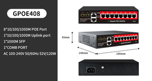 8-poorts Gigabit PoE Switch 120W IEEE802.3af/at AI-detectie netwerkswitch met 2 SFP Uplink-poorten voor <span class=keywords><strong>CCTV</strong></span> IP-camera's - Product Image 5