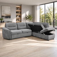 The Leader Modernes Europäisches Zweisitzer-Schlafsofa mit Stauraum Hochwertiger Stoff L-Form Design für Apartment-Wohnzimmer