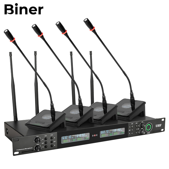 OEM Professional Wireless Conference Microphone System Newest UR422 Infrared IR Frequency Matching 4 Channels Dynamic Microphone