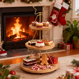 クリスマスツリー柄ケーキスタンド 最高品質のクリスマスツリーカップケーキスタンド：プロのケーキ