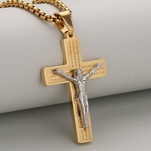 Collar Religioso de la Pasión de Jesús, Medallas de San Benito en Oro y Plata, Colgante de Cruz de Ángel, Collar para Hombre, Regalos - Product Image 3