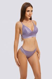 Conjunto de Ropa Interior Brillante de Nailon y Spandex Recién Llegado Talla Grande con Tira Push Up Conjunto de Sujetador y Lencería - Product Image 6