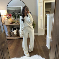 Pyjama de luxe pour femme en velours semi-transparent, couleur unie, manches longues et pantalon long, personnalisable ODM