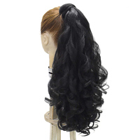 Nouveautés Haute Température Chaleur Synthétique Vague Libre Naturelle Clip Extension de Cheveux Queue de Cheval à Cordon Enroulable