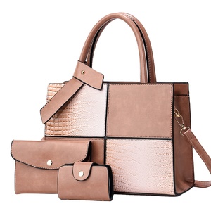 Sacs à main pour femmes en cuir PU imprimé crocodile couleur vintage, ensemble de sacs fourre-tout design pour femmes, commande en gros RTS - Product Image 1