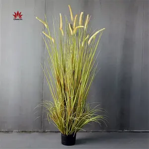 2024 Natural Color Greenery Decor PVC Onion Grass Potted Plant Bonsai Reed Grass