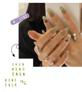 <span class=keywords><strong>เล็บ</strong></span>ปลอมอะคริลิค<span class=keywords><strong>สี</strong></span><span class=keywords><strong>เขียว</strong></span><span class=keywords><strong>มั</strong></span><span class=keywords><strong>ท</strong></span><span class=keywords><strong>ฉะ</strong></span>แบบใส ลายผีเสื้อ ยาว 24 ชิ้น พร้อมส่ง รุ่น 1192 - Product Image 1