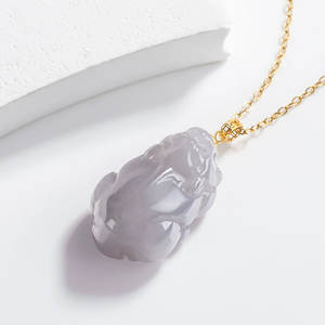 Colgante de jade natural Hetian de color púrpura tridimensional con incrustaciones de oro de 18 quilates, colgante con bolsa de cuero, collar. - Product Image 4