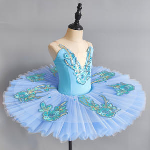 Tutú de Ballet Profesional para Niñas, Estilo Cisne Pequeño, Color Azul Agua, Tutú Tipo Pancake Económico para Presentaciones y Espectáculos de Ballet - Product Image 2