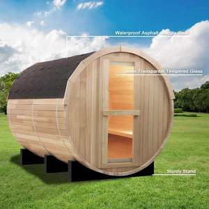 Ventes directes d'usine de sauna sec extérieur de haute qualité 6 personnes séquoia baril en <span class=keywords><strong>bois</strong></span> Structure solide panoramique - Product Image 2