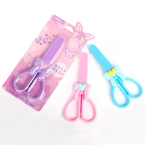 Forbici in plastica Weibo bow Safe School Kids vendita calda forbici per studenti di Design di sicurezza di alta qualità per bambini