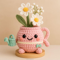 Tanaman Pot Rajutan Tangan Bergaya Baru Kreatif Mini Menggemaskan Positif Buatan Tangan Pot Bunga Rajut Crochet