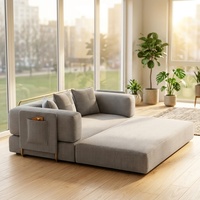 Canapé-lit modulaire moderne trois places, convertible, en tissu, pliable, fauteuil paresseux, pouf, haute confort, housse amovible