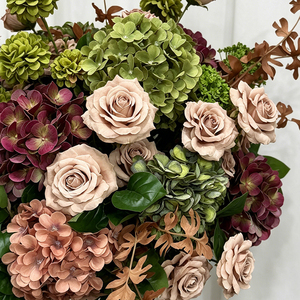 Promise <b>Artificial</b> <b>Flower</b> Arrangement Mixed Roses Hydrangeas Classic Wedding Decor Reusable Handmade Silk Realistic Waterproof - Product Image 3