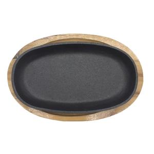 Cnlf – poêle à Steak en fonte pré-assaisonnée de 9.5x5.5 pouces avec base en <span class=keywords><strong>bois</strong></span>, ensemble d'assiettes à friser, plateau à friser en fonte CNLF - Product Image 6