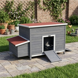 SDC007-T Eco-Friendly Wooden Villa Style <b>Pet</b> House for Chickens Quadrate Shape Print Pattern Horizontal Sliding Closure - Product Image 1