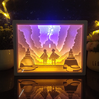 Lampe de nuit LED en acrylique, illusion 3D en papier découpé, lampe RGB 16 couleurs, télécommande tactile, USB, lumière de bureau à intensité variable