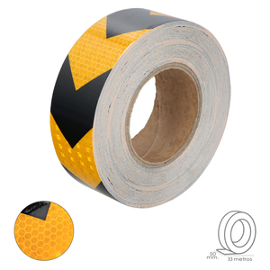 Nastro adesivo riflettente giallo/nero 50 mm x 33 metri. Per uso domestico. - Product Image 1