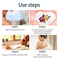 Boules de sel de bain en forme de cœur de 100g en gros - Bombes de bain parfumées à la rose, boules de bain en forme de cœur avec fleurs séchées pour personnalisation