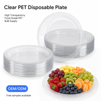 Assiettes jetables en PET transparent personnalisées en gros, 6 pouces, 9 pouces, avec bord texturé, assiettes en plastique pour fêtes, mariages, anniversaires