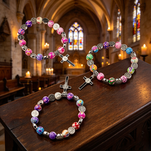 Oral Center Cross Santiago De Maria Wood Rosary with San Benito Collar Elegant Catholic Rosaries for Party Occasions - Product Image 5