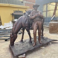 Sculpture en Bronze grandeur nature personnalisée en usine Statue de cowboy Bronco