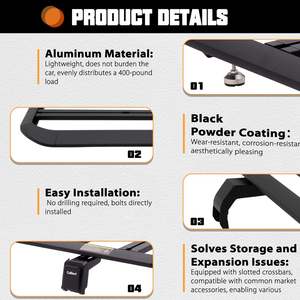 アルミルーフラック2007-2018年ジープラングラーJK JKUカーゴバスケット荷物屋上収納キャリア - Product Image 3