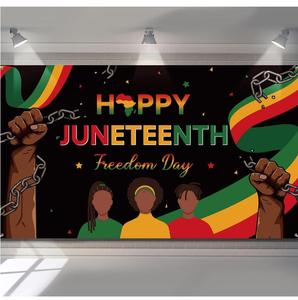 43.3x72.8 pouces 1865 juin <span class=keywords><strong>dix</strong></span>-neuvième jour de la liberté heureux Juneteenth fond toile de fond bannière pour afro-américain - Product Image 5